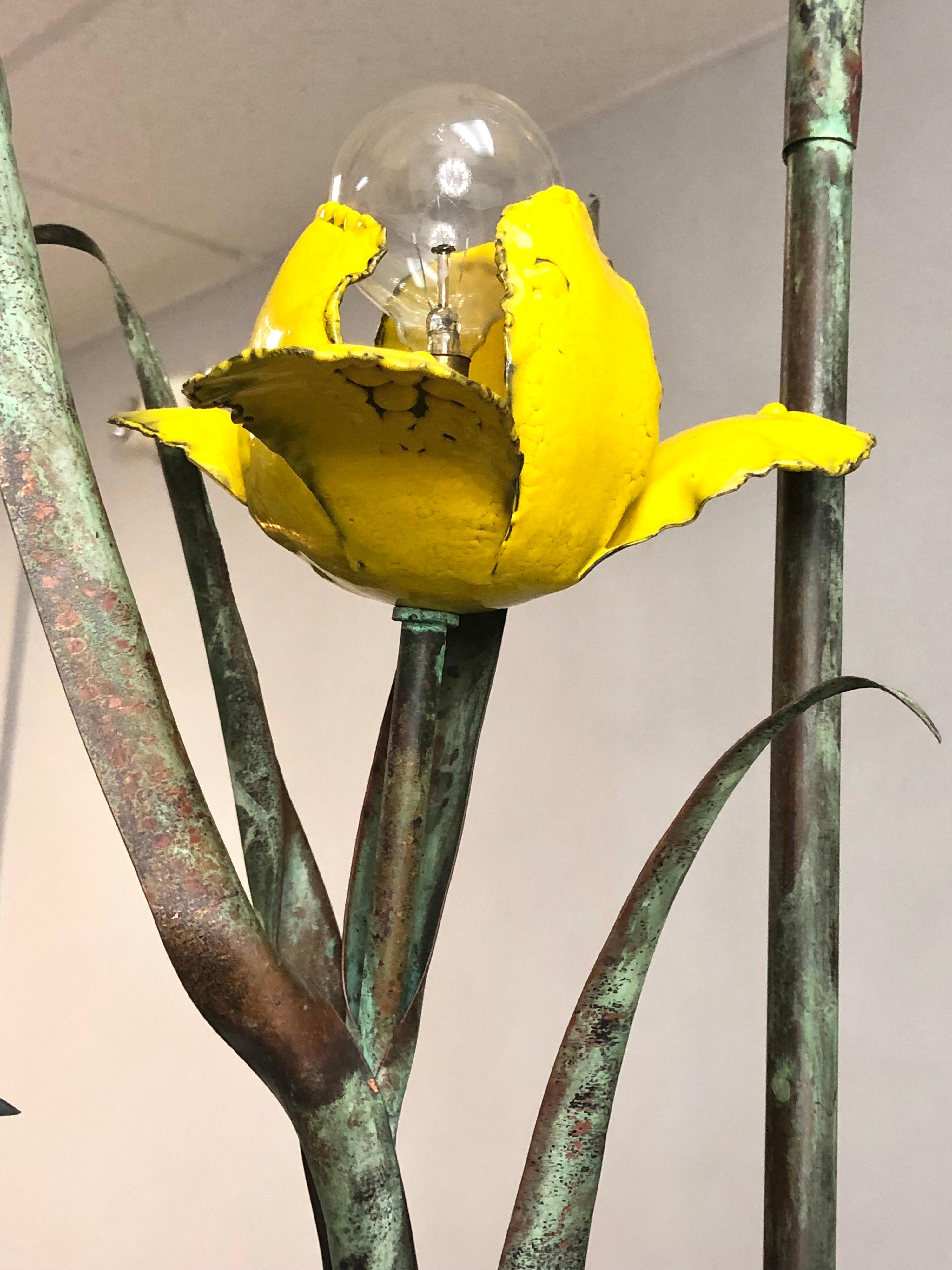 Garland Faulkner Large Enamel Botanical Chandelier, 1975 2