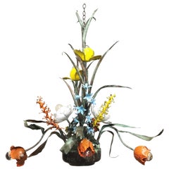 Garland Faulkner Large Enamel Botanical Chandelier, 1975
