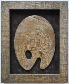 «RANK REAUGH » PALLET BRONZE DÉTÉE 2014 1/30 TEXAS ARTISTS, SCULPTOR & SUBJECT