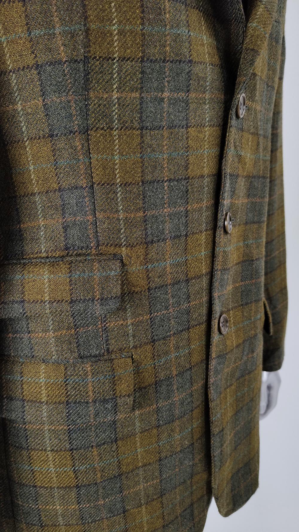 Men's Garlanda Mens Vintage Italian Pure Wool Checked Sport Coat Blazer Jacket