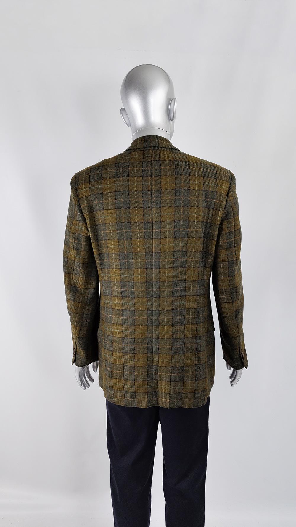 Garlanda Mens Vintage Italian Pure Wool Checked Sport Coat Blazer Jacket 1