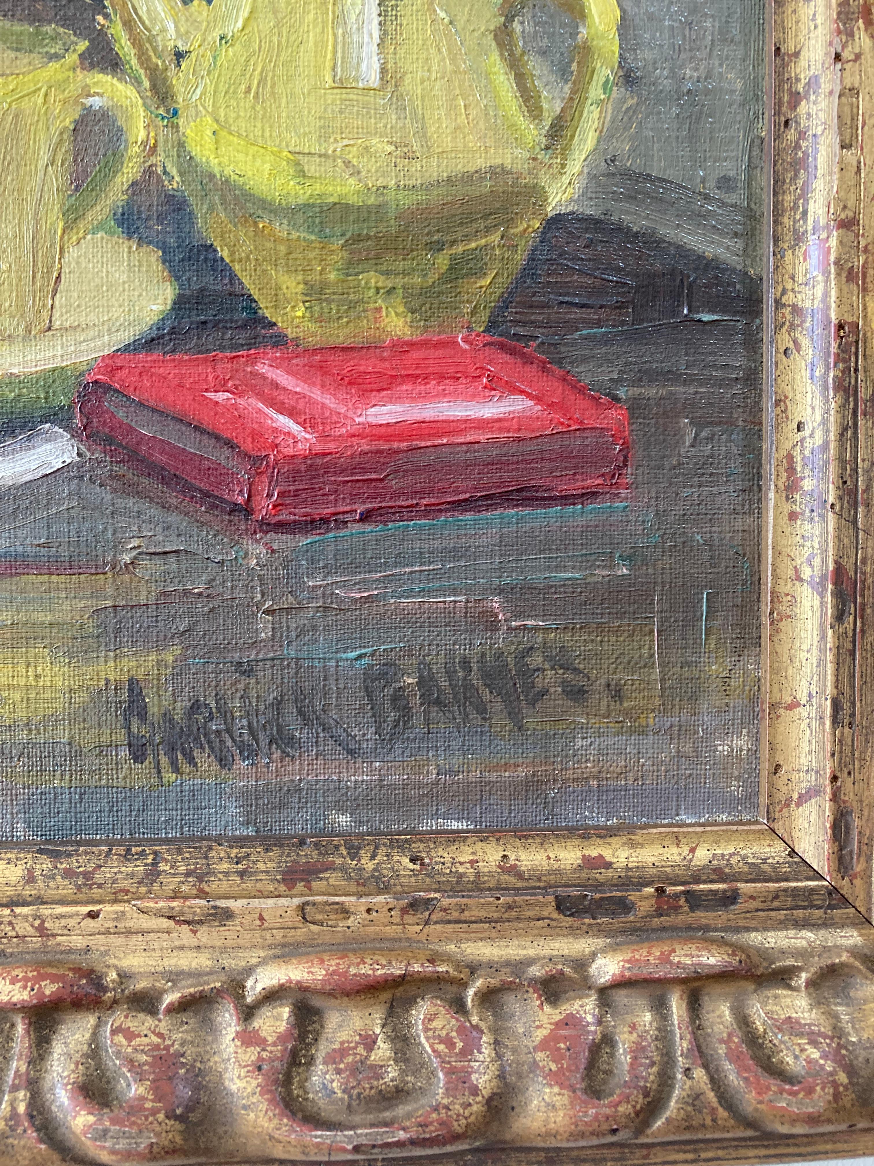 Artista femminile della Cornovaglia, allieva di Walter Sickert, ritratto cubista di uomo in un interno - Painting Moderno di Garlick Barnes