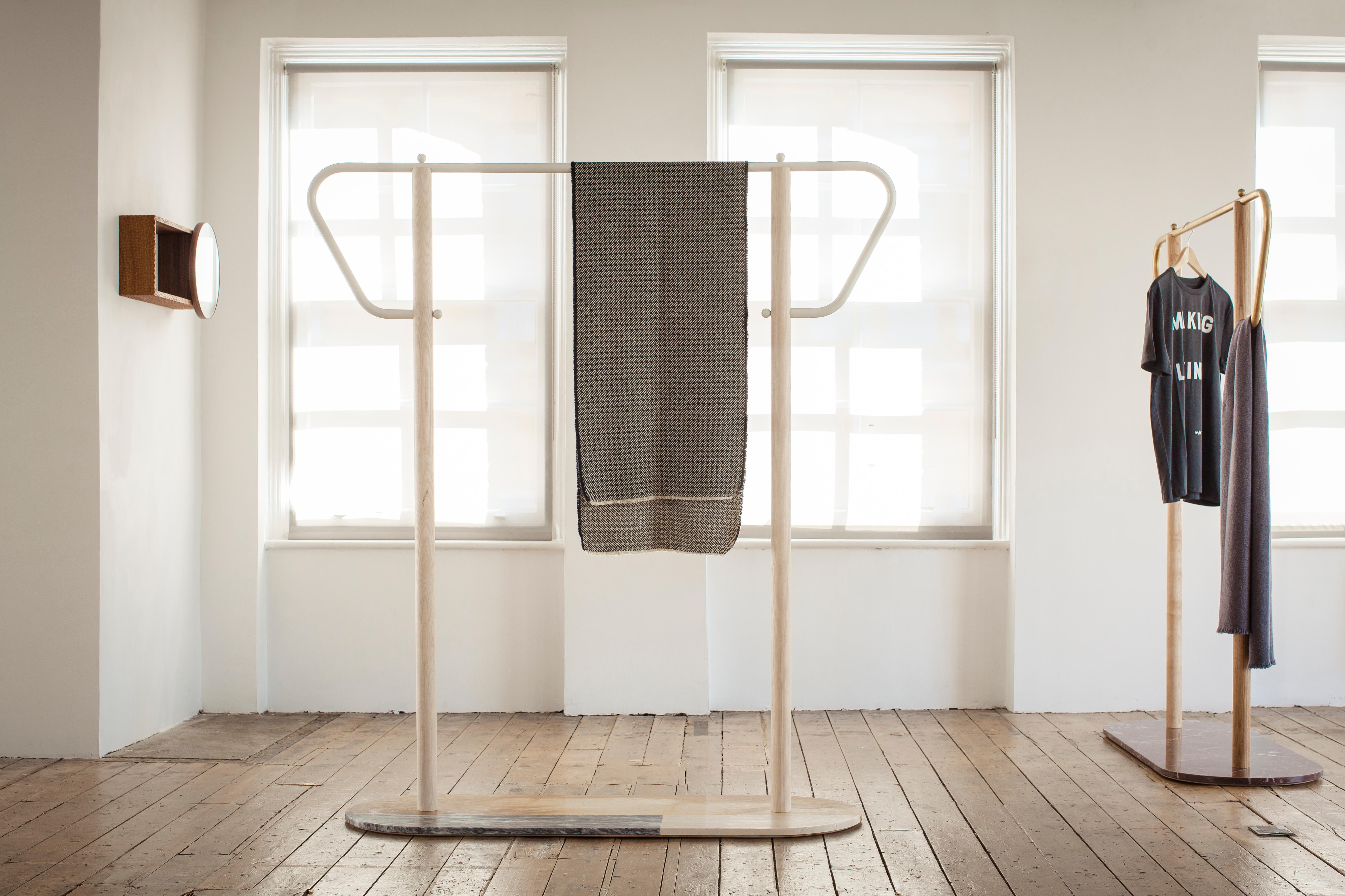 Powder-Coated Garment Rack with Marble Base, Designed by Max Frommeld For Sale