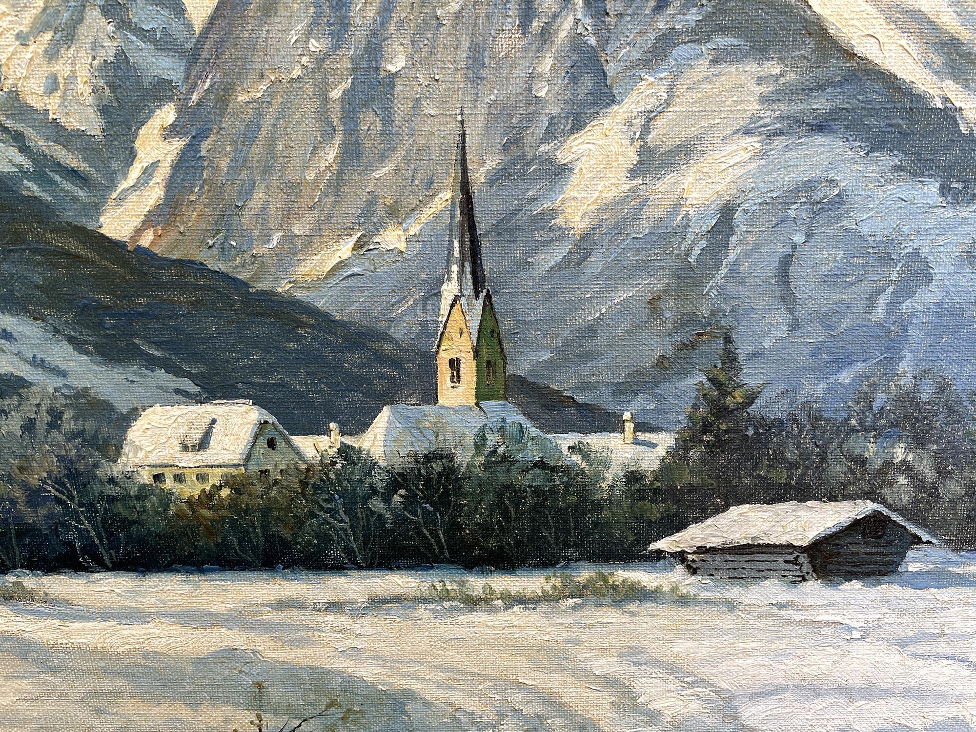 Italian Garmisch Winter Landscape Painting 1930