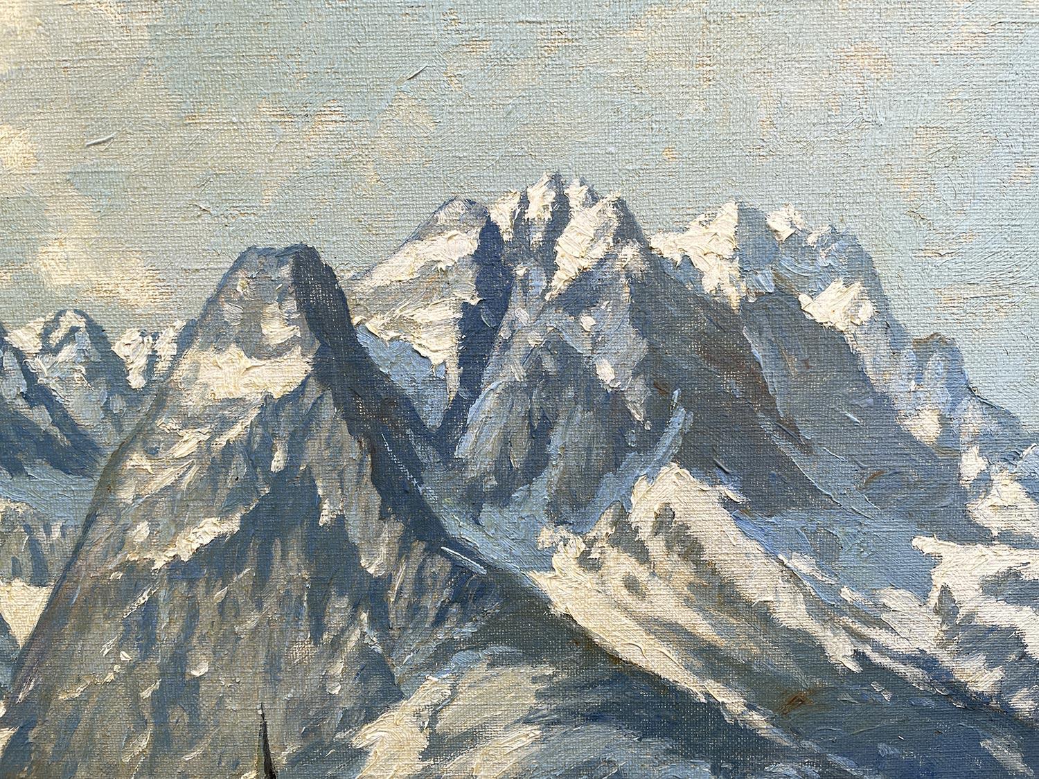 Oiled Garmisch Winter Landscape Painting 1930