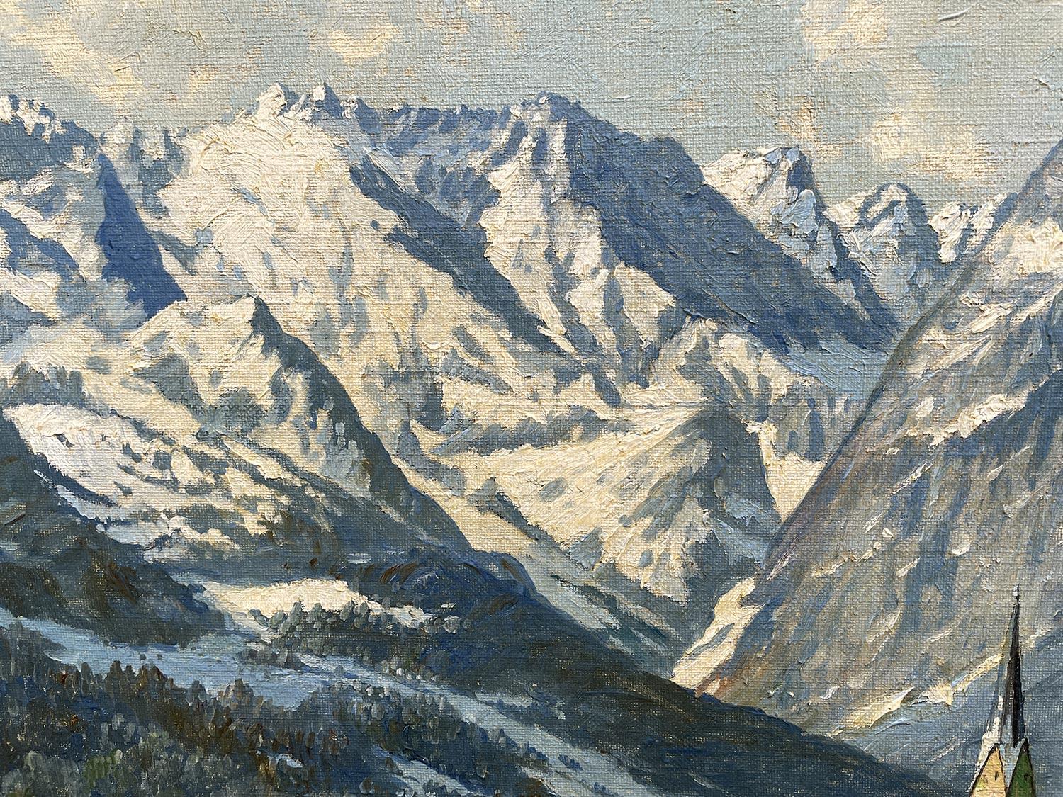 Garmisch Winter Landscape Painting 1930 In Good Condition In Albignasego, IT