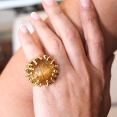 GARNAZELLE Paris Boule D'Amour Cocktail-Ring aus 18 Karat Gold und 107 Karat Rutile-Quarz