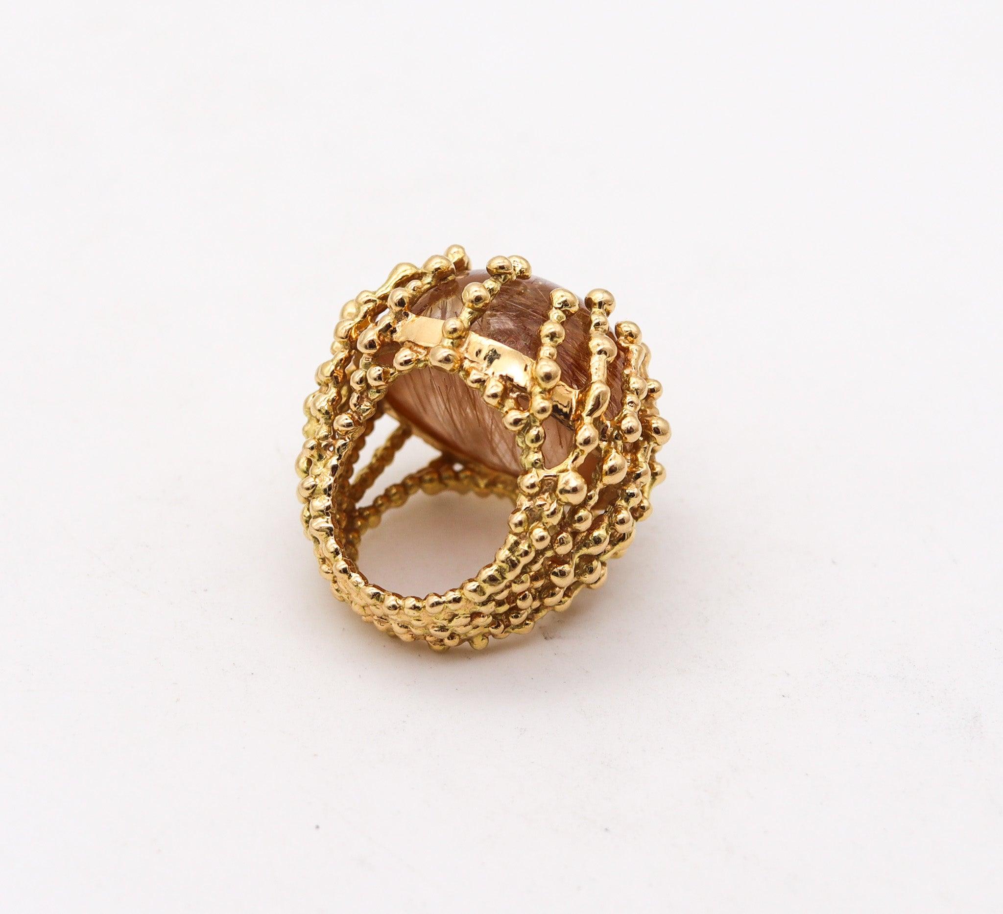 GARNAZELLE París Boule D'Amour Anillo de Cóctel Oro de 18 Kt y Cuarzo Rutilo de 107 Ctw en Excelente estado para la venta en Miami, FL