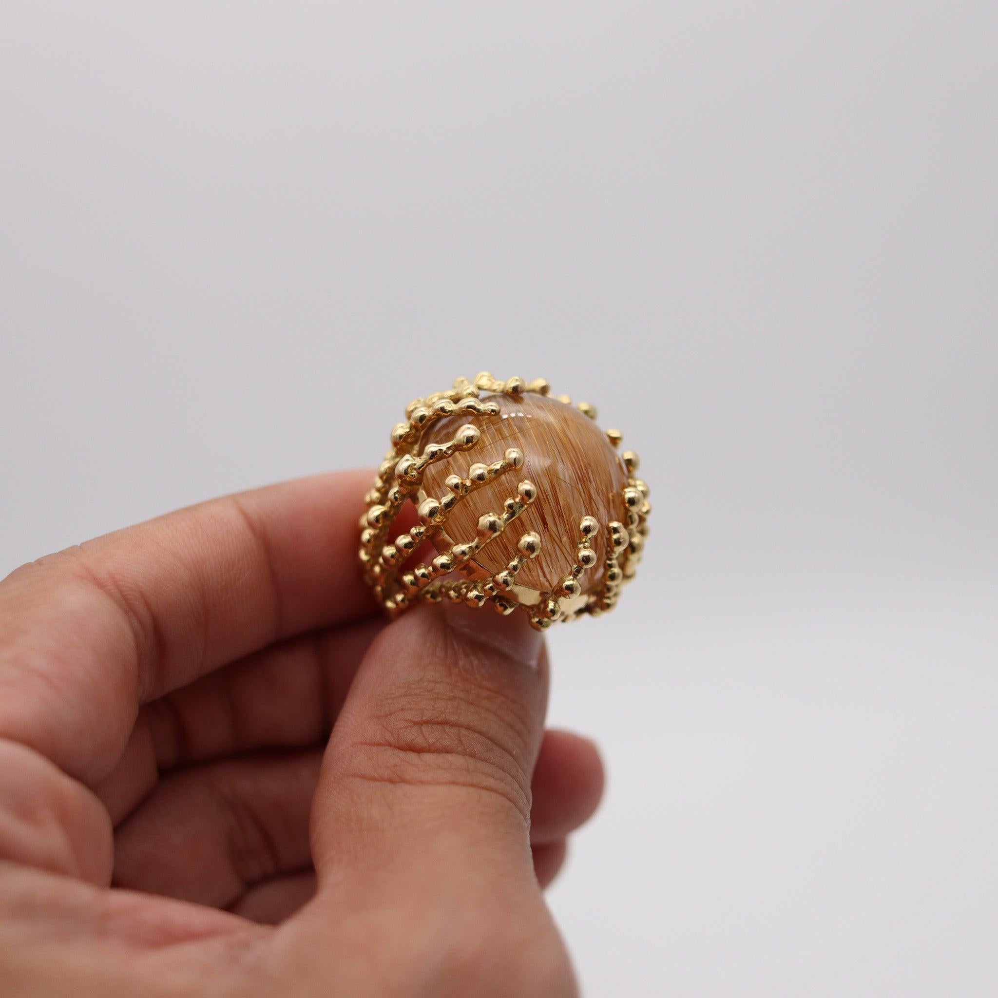 GARNAZELLE París Boule D'Amour Anillo de Cóctel Oro de 18 Kt y Cuarzo Rutilo de 107 Ctw en venta 1