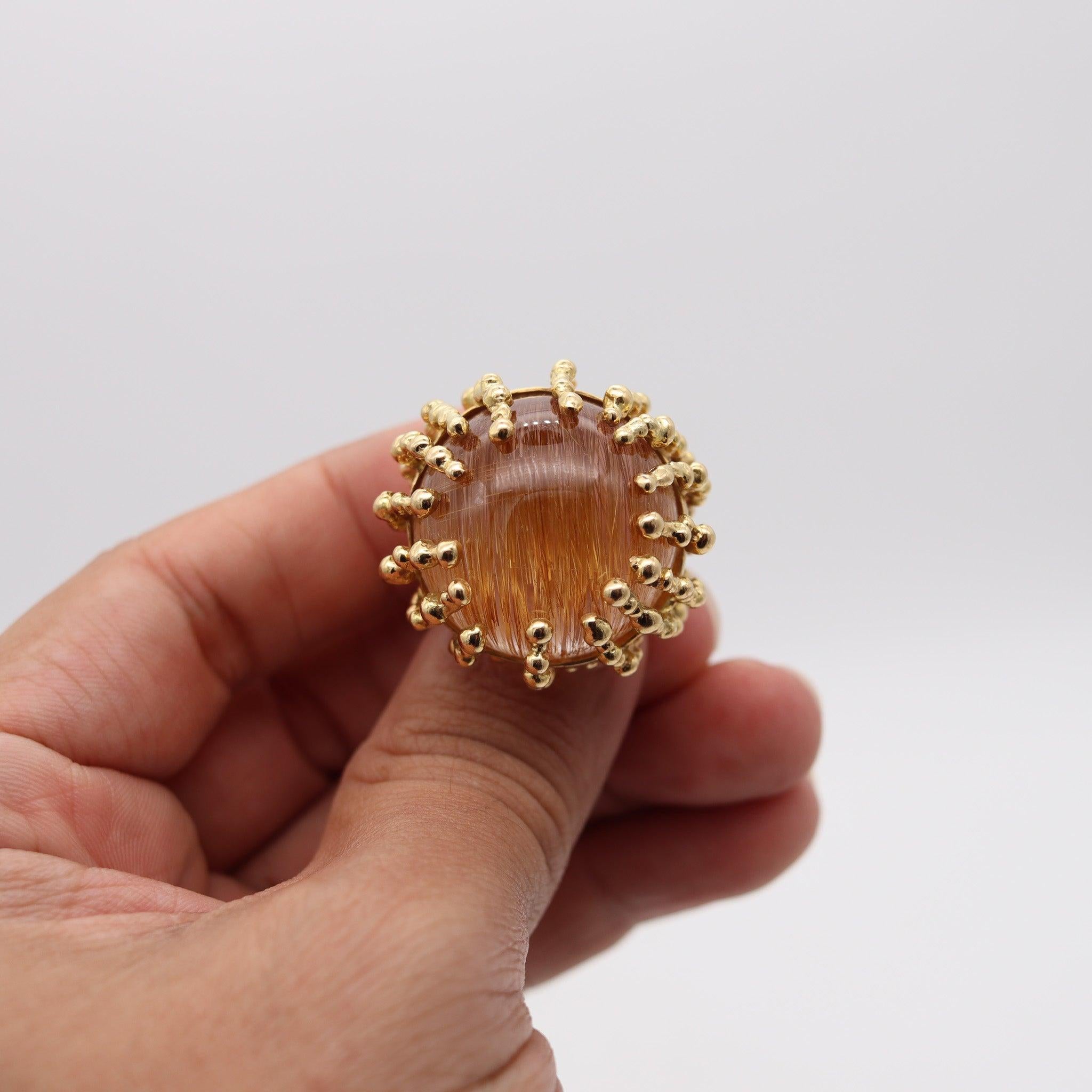 GARNAZELLE París Boule D'Amour Anillo de Cóctel Oro de 18 Kt y Cuarzo Rutilo de 107 Ctw en venta 2