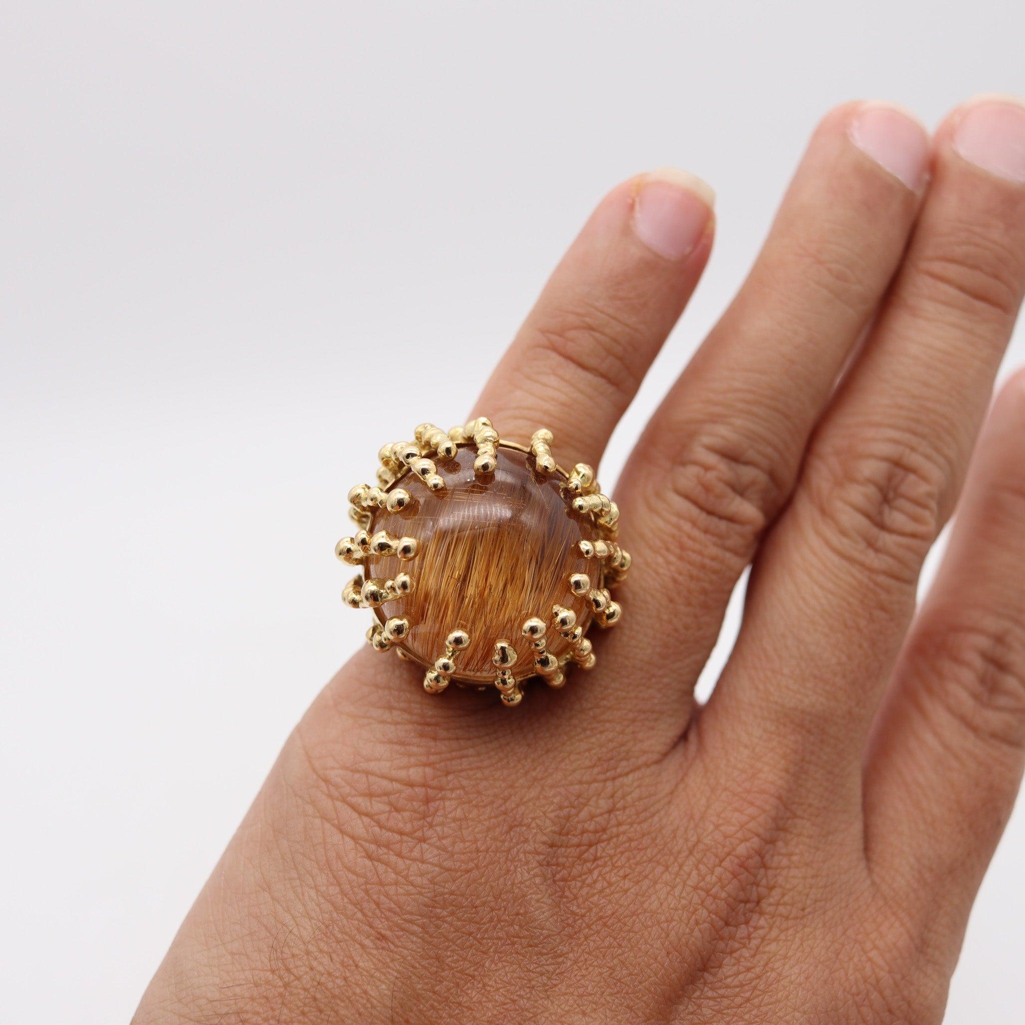 GARNAZELLE París Boule D'Amour Anillo de Cóctel Oro de 18 Kt y Cuarzo Rutilo de 107 Ctw en venta 3