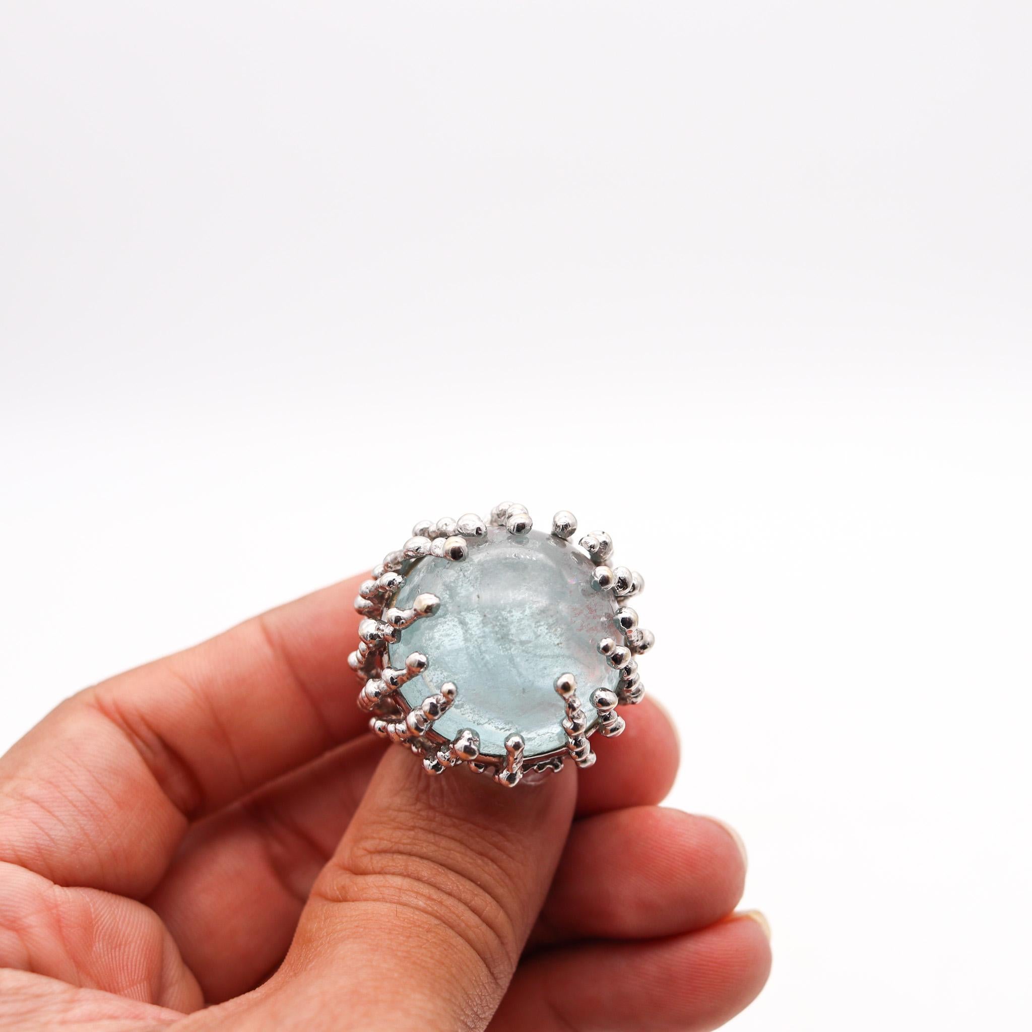 Garnazelle Paris Boule D'Amour Cocktail Ring In 18Kt Gold With 68 Ctw Aquamarine In Excellent Condition For Sale In Miami, FL