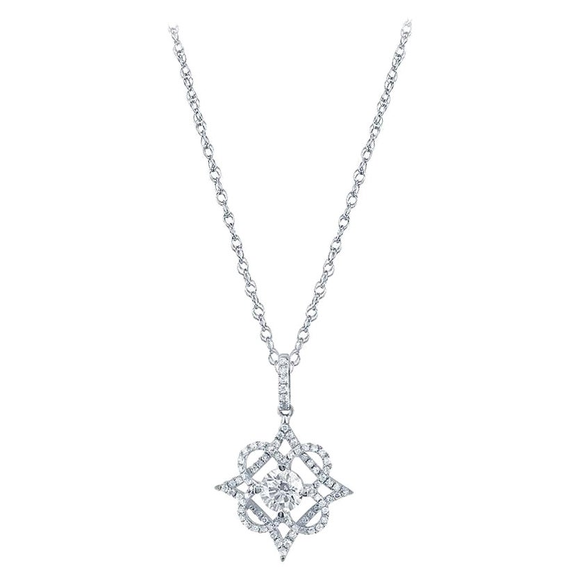 Pendentif Garndeur en or blanc 18 carats avec diamants taille ronde de 0,64 carat en vente