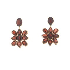 Garnet 14 Karat Yellow Gold Drop Earrings