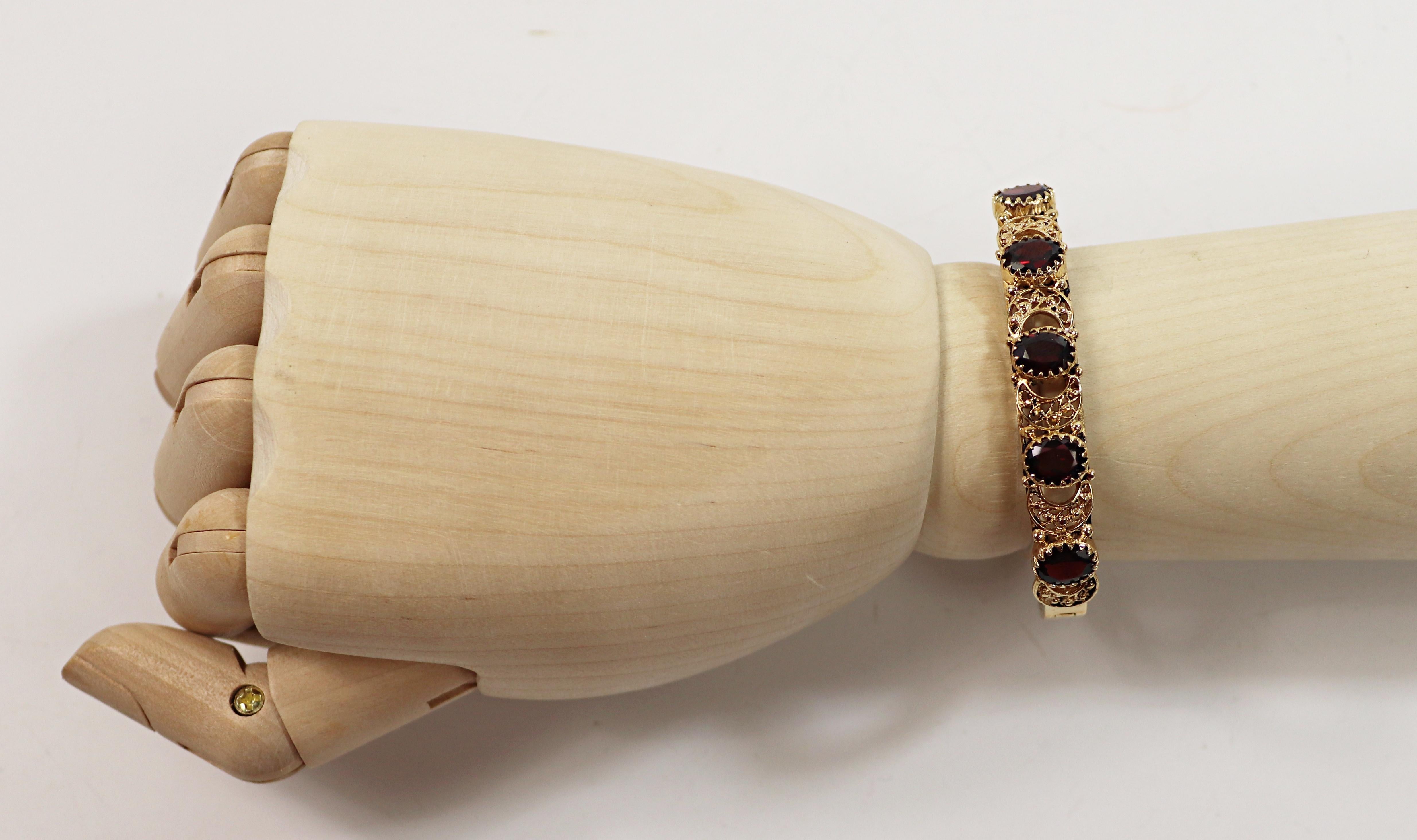 Granat-Armband aus 14 Karat Gelbgold im Angebot 5