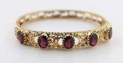 Garnet, 14K Yellow Gold Bracelet