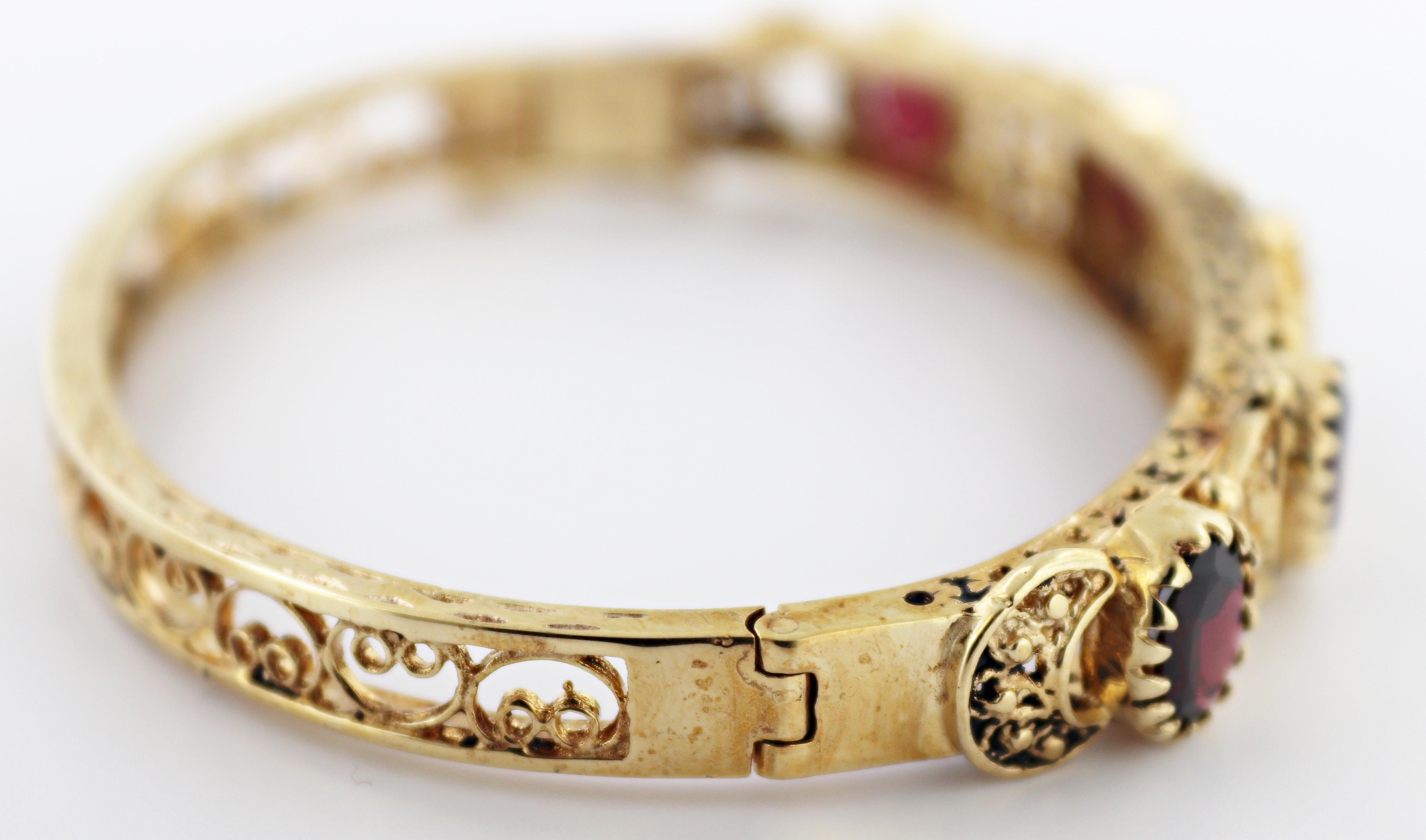 Granat-Armband aus 14 Karat Gelbgold (Ovalschliff) im Angebot