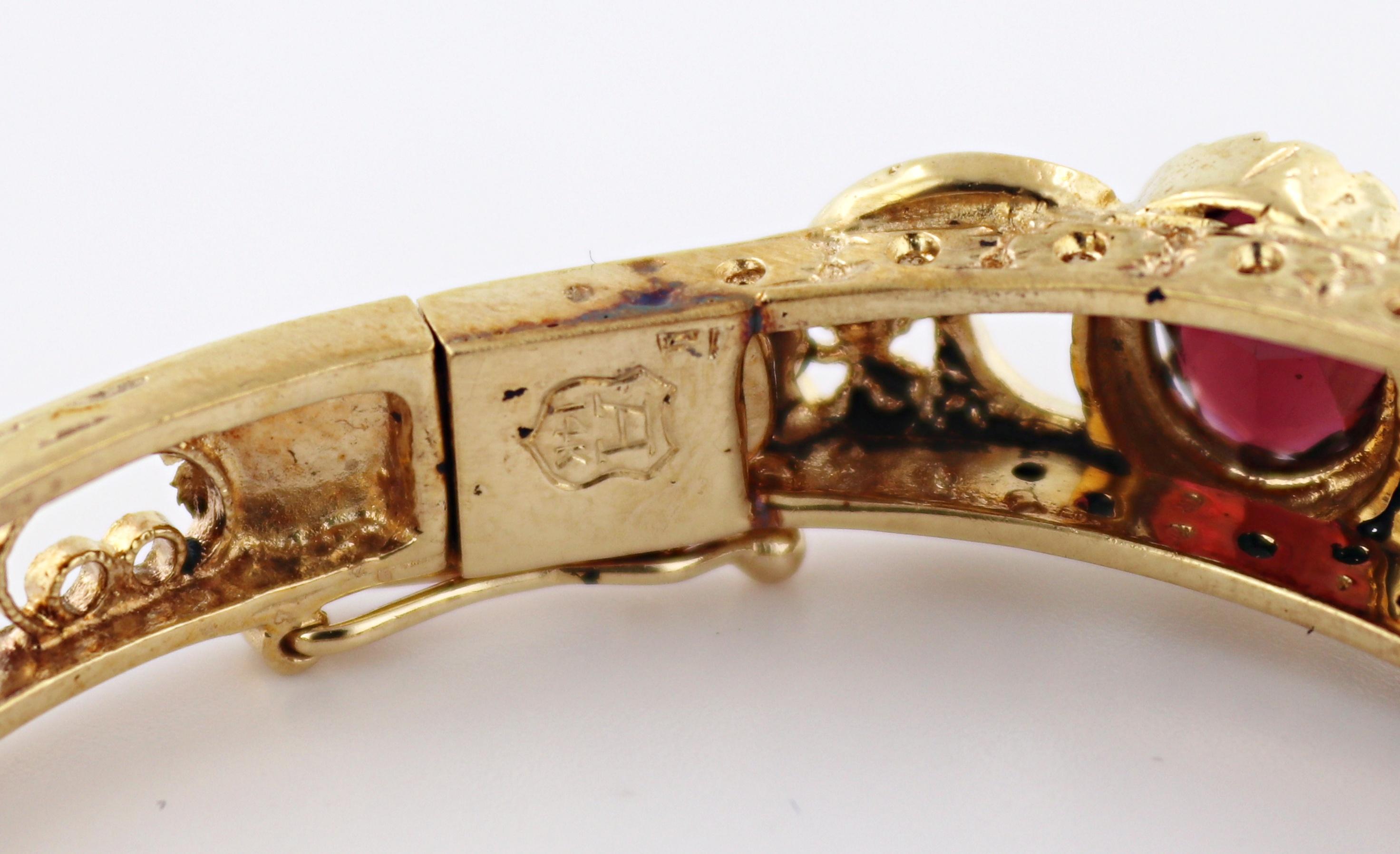 Granat-Armband aus 14 Karat Gelbgold im Zustand „Gut“ im Angebot in Pleasant Hill, CA