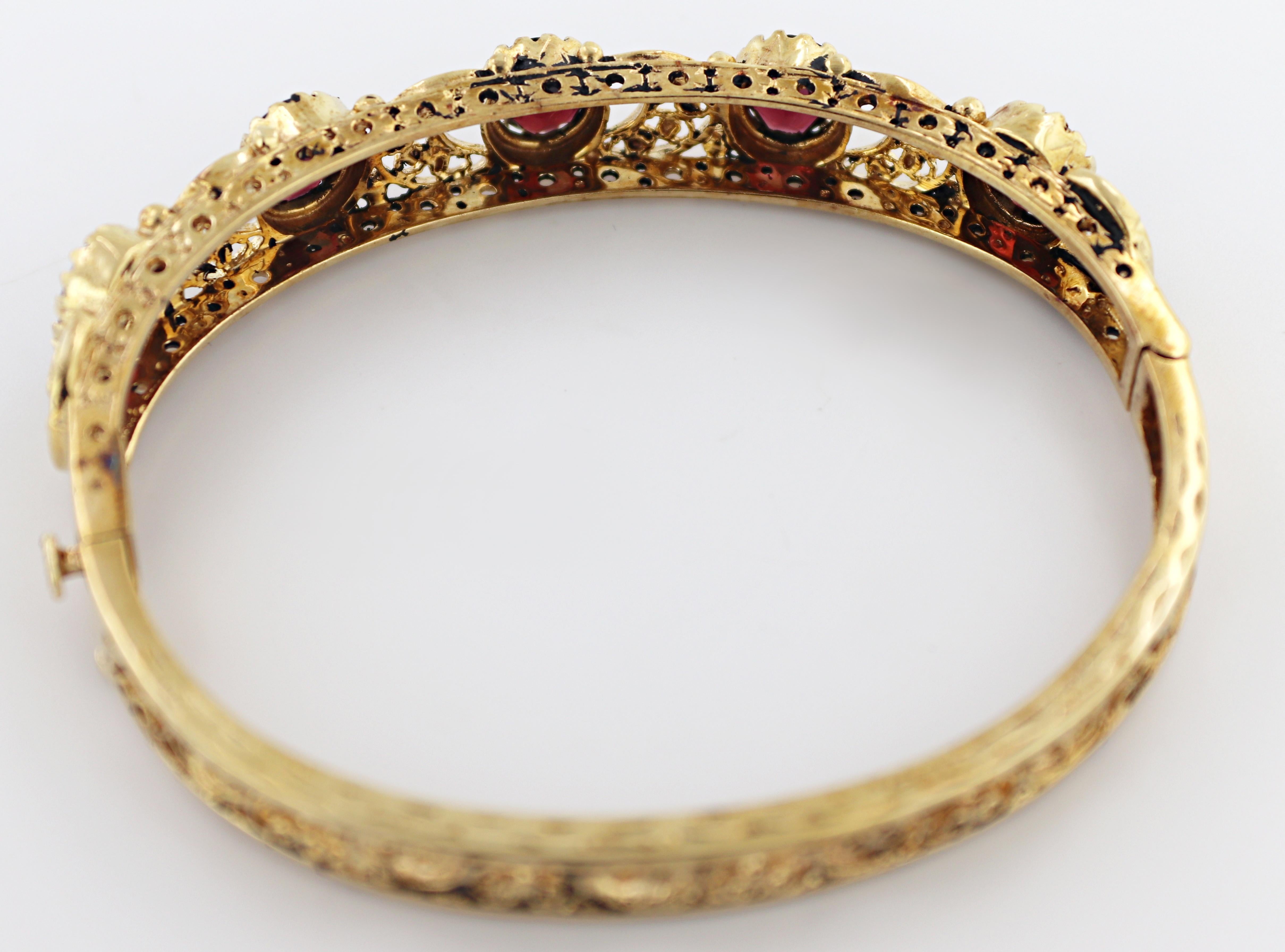 Granat-Armband aus 14 Karat Gelbgold im Angebot 3