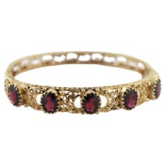 Granat-Armband aus 14 Karat Gelbgold