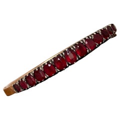 Bracelet jonc antique français à charnières en or jaune 14 carats et argent