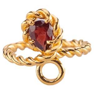 Garnet 18 Karats Yellow Gold Twisted Rope Design Modern Unisex Ring For Sale
