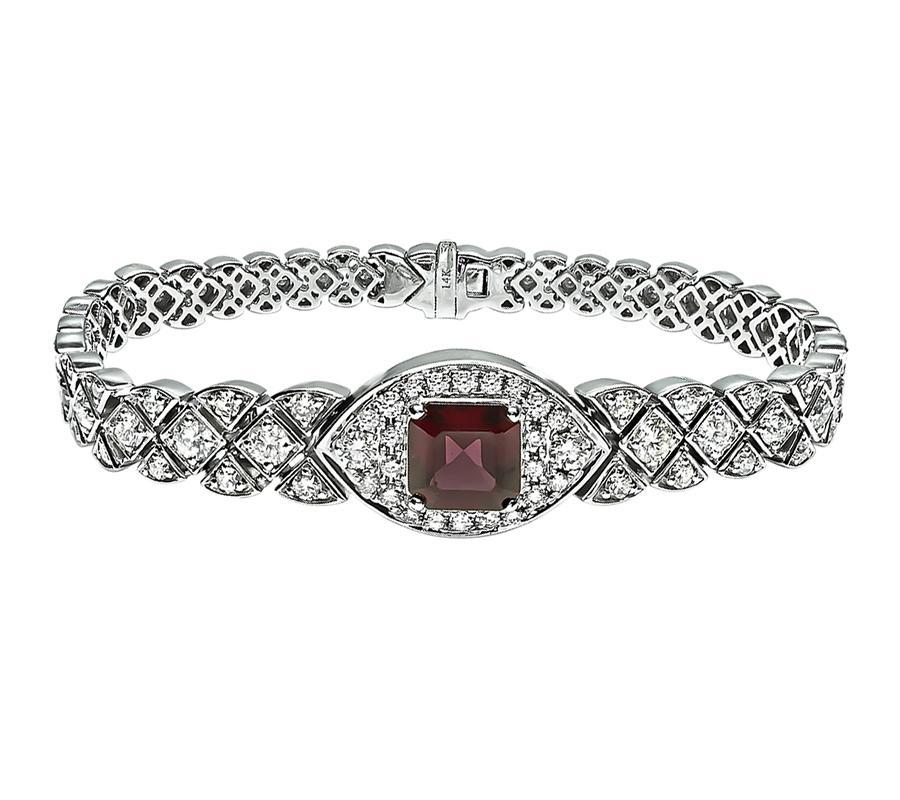 Granat 4,00ct Diamant-Gold-Armband (Rundschliff) im Angebot
