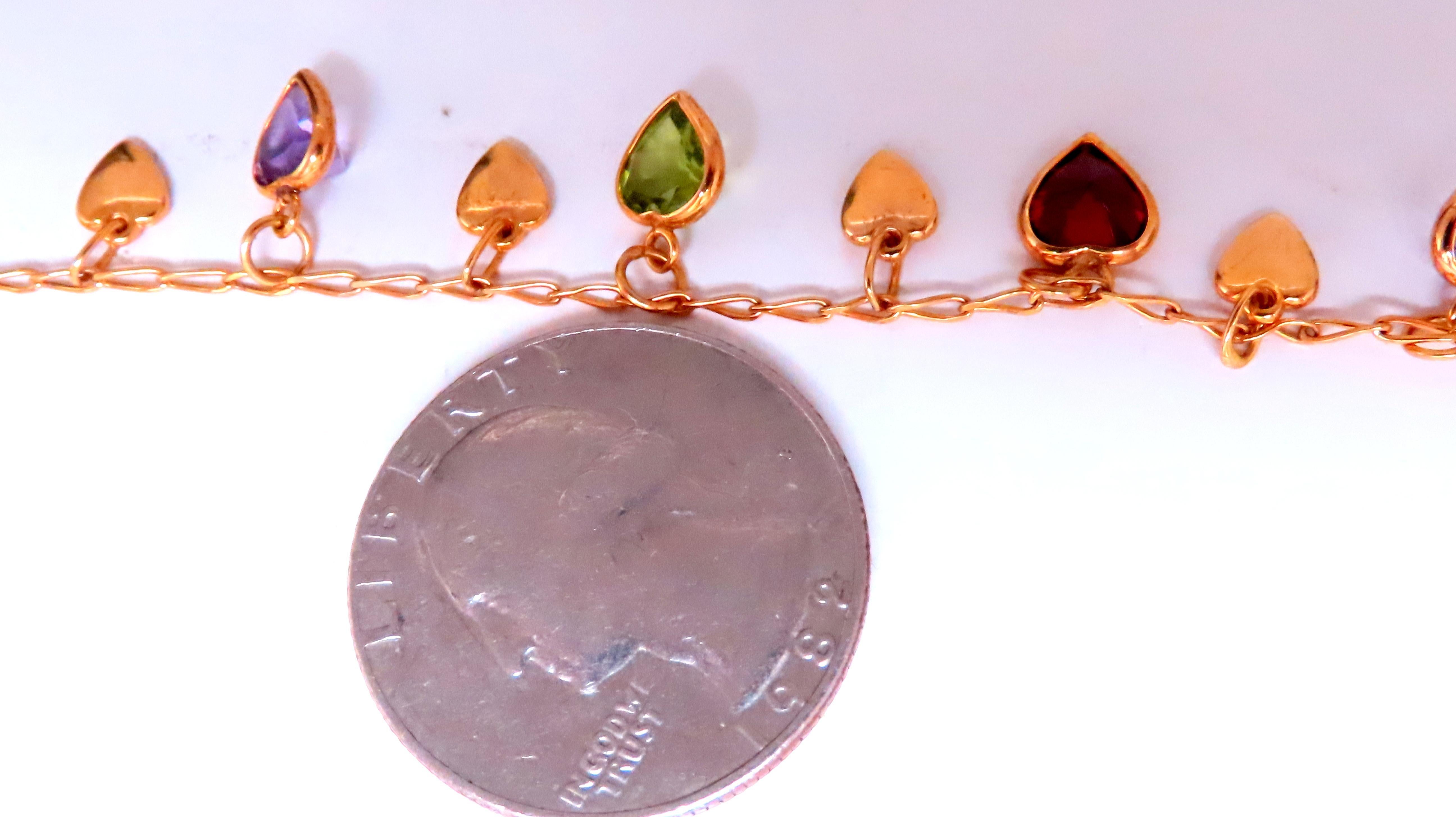 Contemporain Bracelet pendentif cœur en grenat, améthyste, citrine 14 carats 12461 en vente