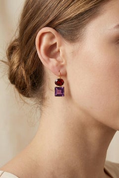 Garnet and amethyst silver earrings