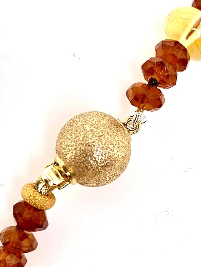 Garnet and Citrine Beaded Necklace with 14k Yellow Gold Accents In New Condition In Los Angeles, CA