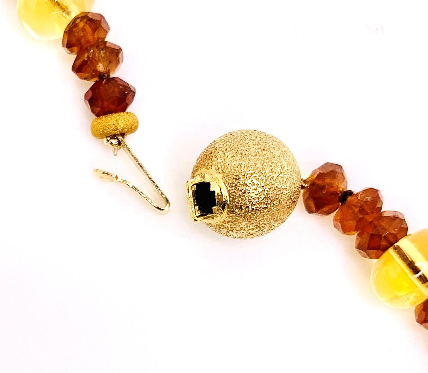 Women's Garnet and Citrine Beaded Necklace with 14k Yellow Gold Accents