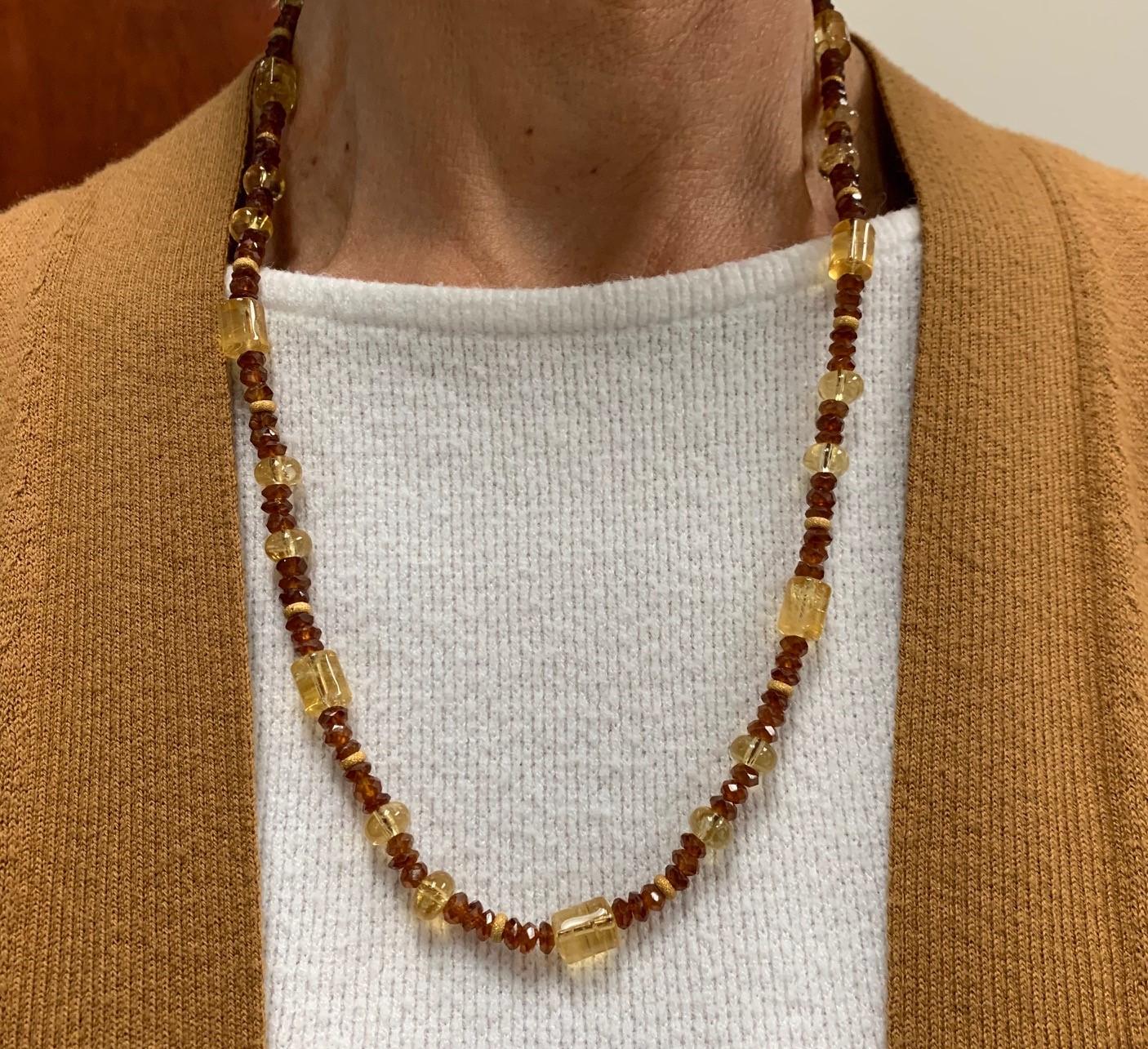 Garnet and Citrine Beaded Necklace with 14k Yellow Gold Accents 1