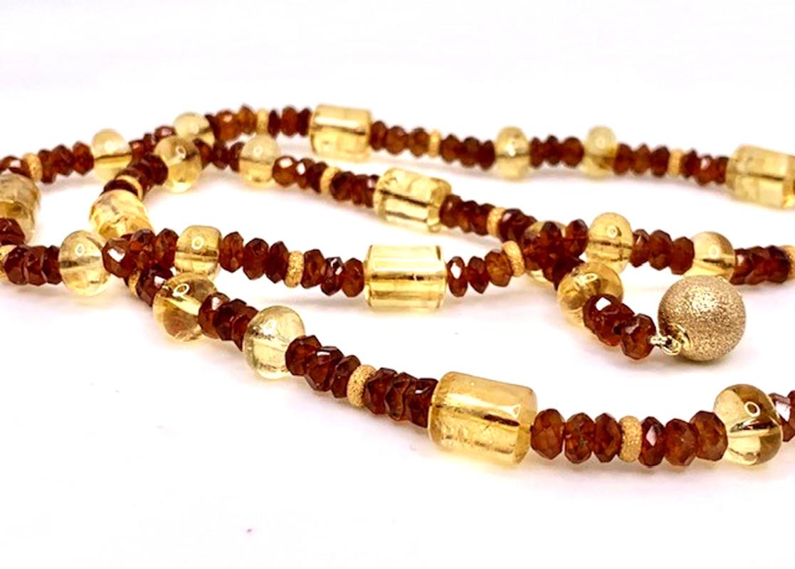 Garnet and Citrine Beaded Necklace with 14k Yellow Gold Accents 3