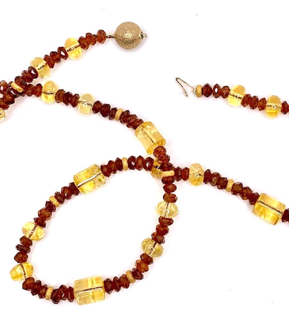 Garnet and Citrine Beaded Necklace with 14k Yellow Gold Accents 4