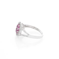 Garnet and Diamond 14k White Gold Ring