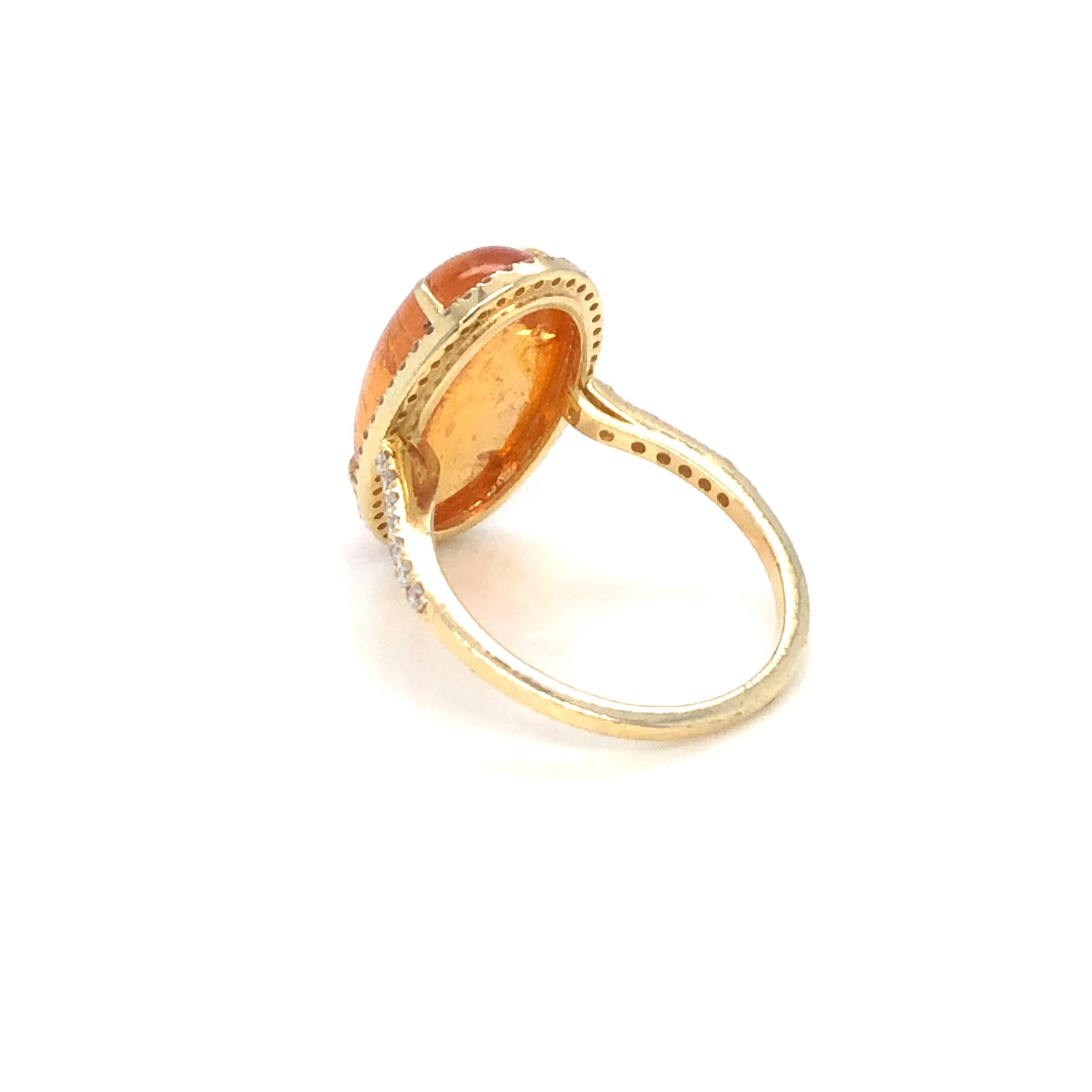 Garnet and Diamond 18K Yellow Gold Ring In New Condition In Dallas, TX