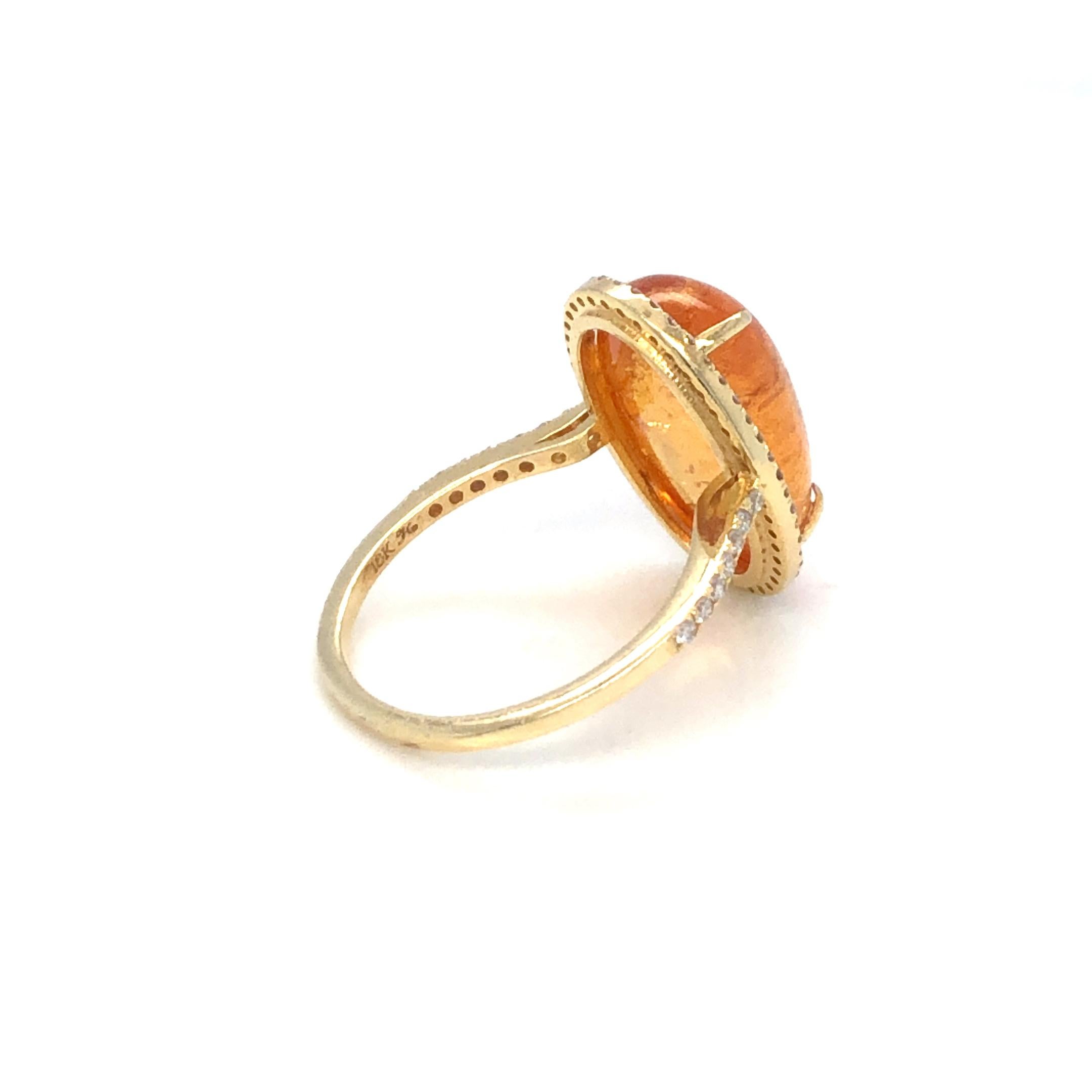 Women's Garnet and Diamond 18K Yellow Gold Ring For Sale