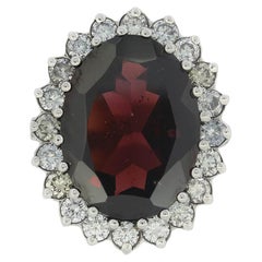 Garnet and Diamond Cluster Ring