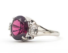Garnet and Diamond Openwork Ring in 900 Platinum