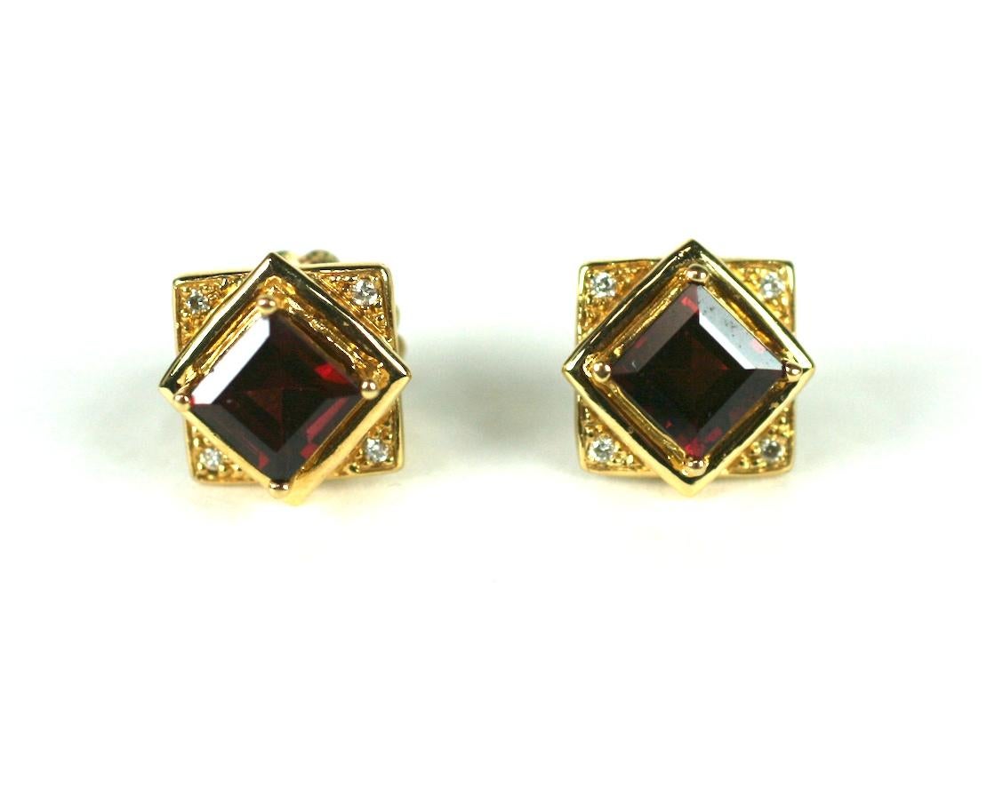 square garnet earrings