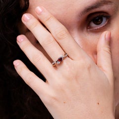 Garnet and Diamond Two Tone Twisted Vine Ring in 14K Solid Gold
