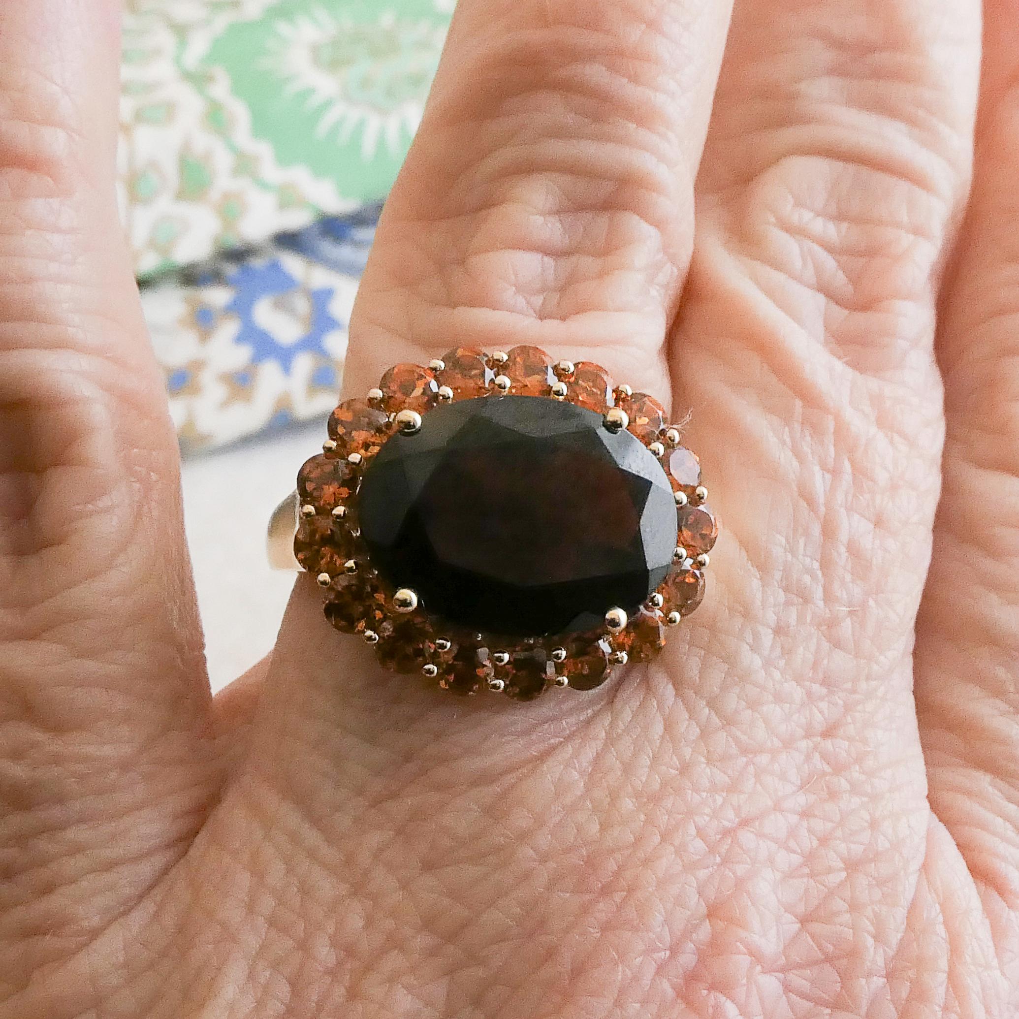 Grenat  et grenat hessonite Or jaune 14kt  Taille de l'anneau 8 en vente 5
