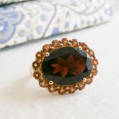 Garnet  and Hessonite Garnet 14kt Yellow Gold  Ring Size 8
