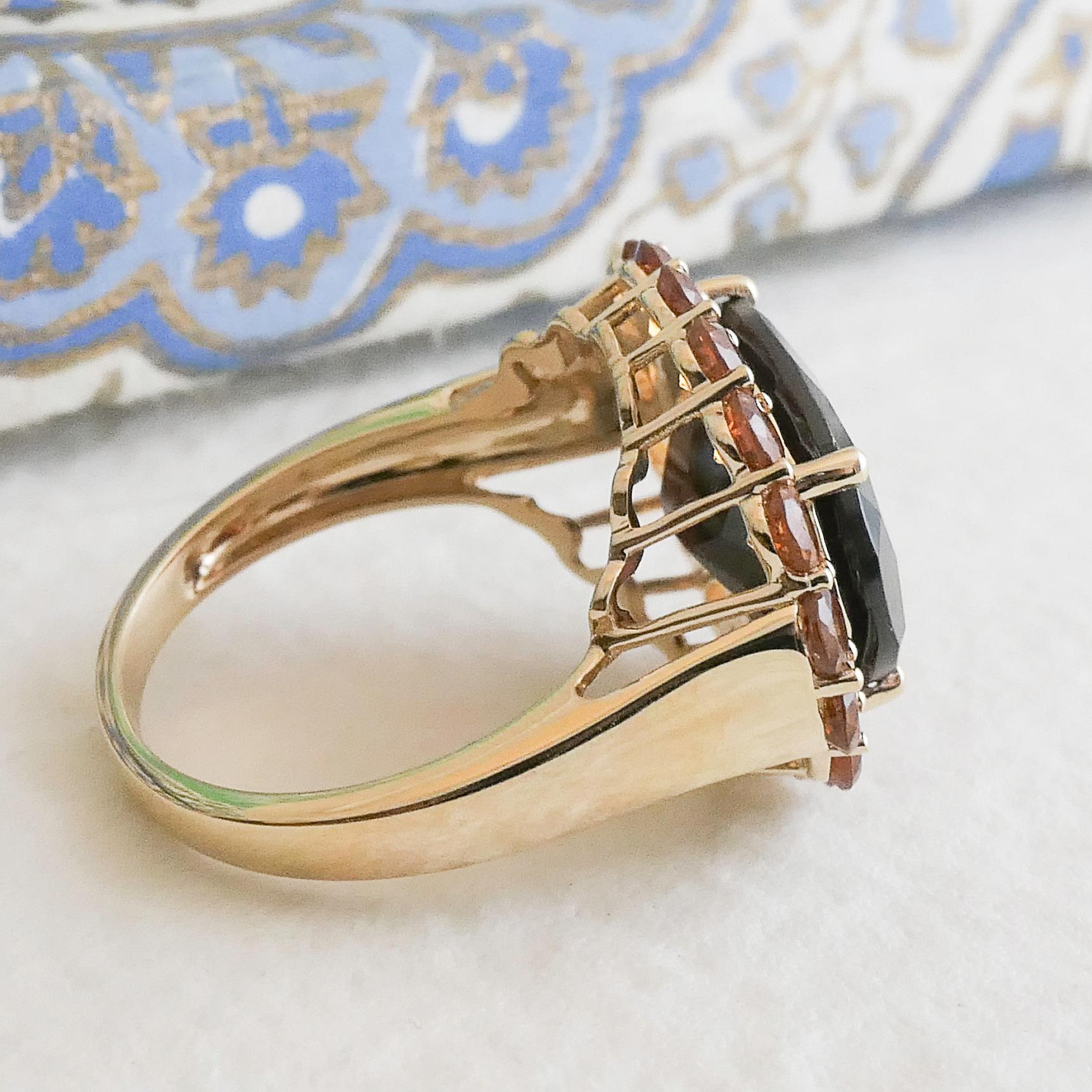Grenat  et grenat hessonite Or jaune 14kt  Taille de l'anneau 8 Pour femmes en vente