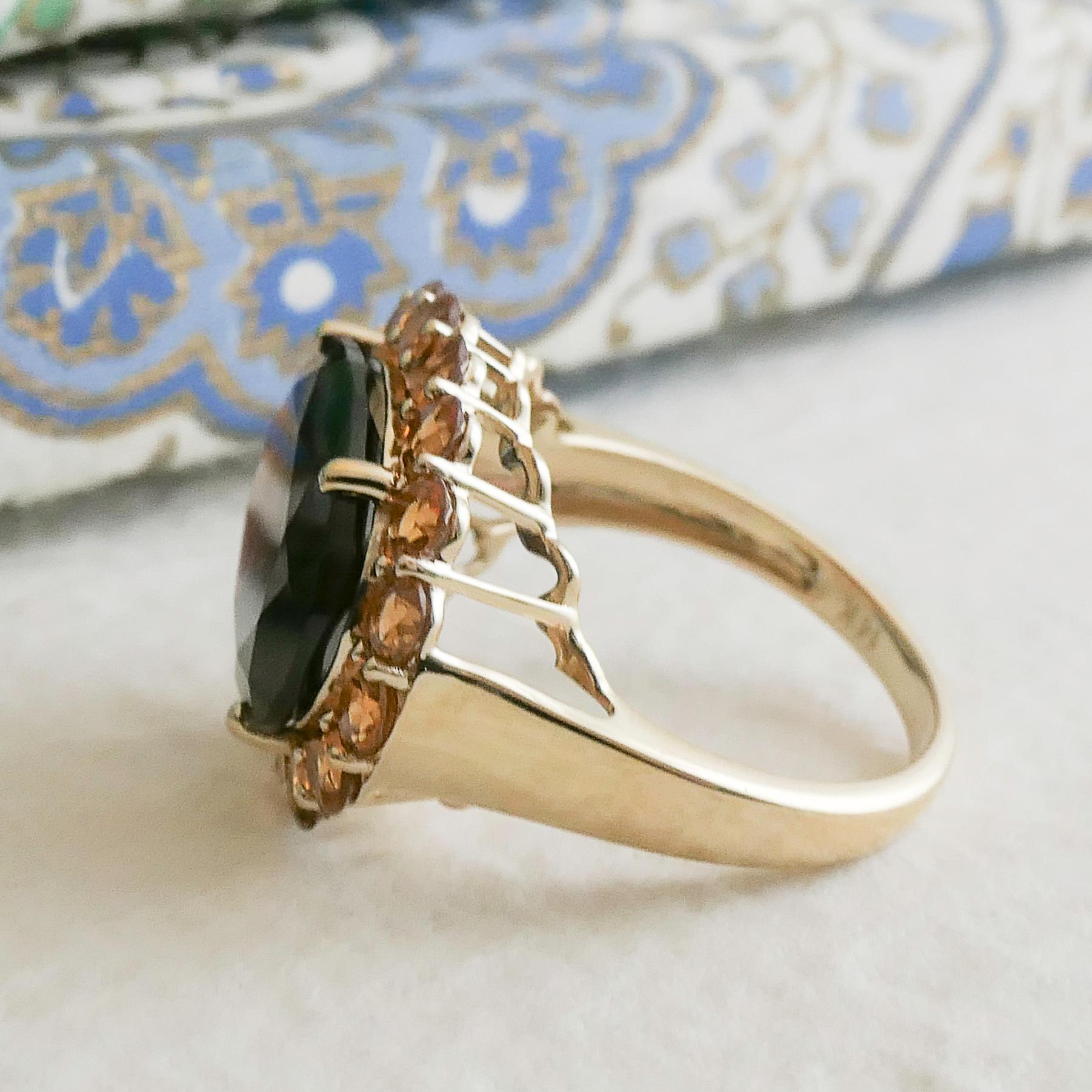 Grenat  et grenat hessonite Or jaune 14kt  Taille de l'anneau 8 en vente 2