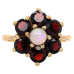 Garnet and opal antique engagement ring yellow gold