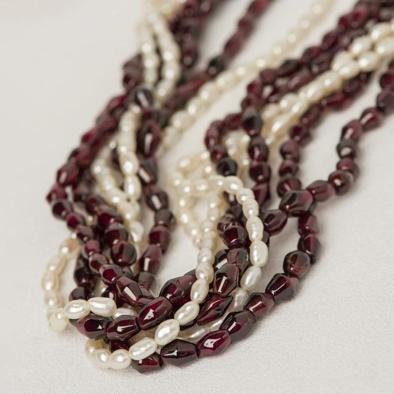 Other Garnet and Pearl Necklace For Sale