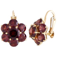 Garnet and Yellow Gold Screw Back Earrings