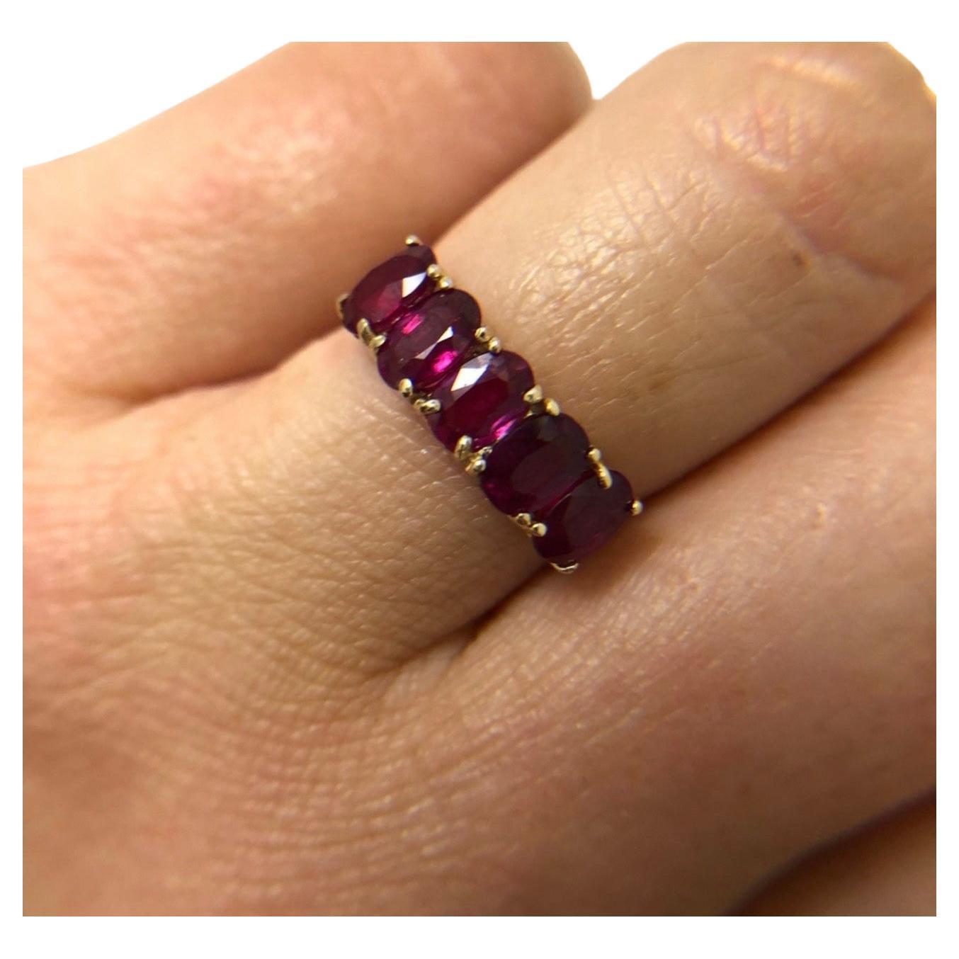 Garnet band 14KT gold wedding ring