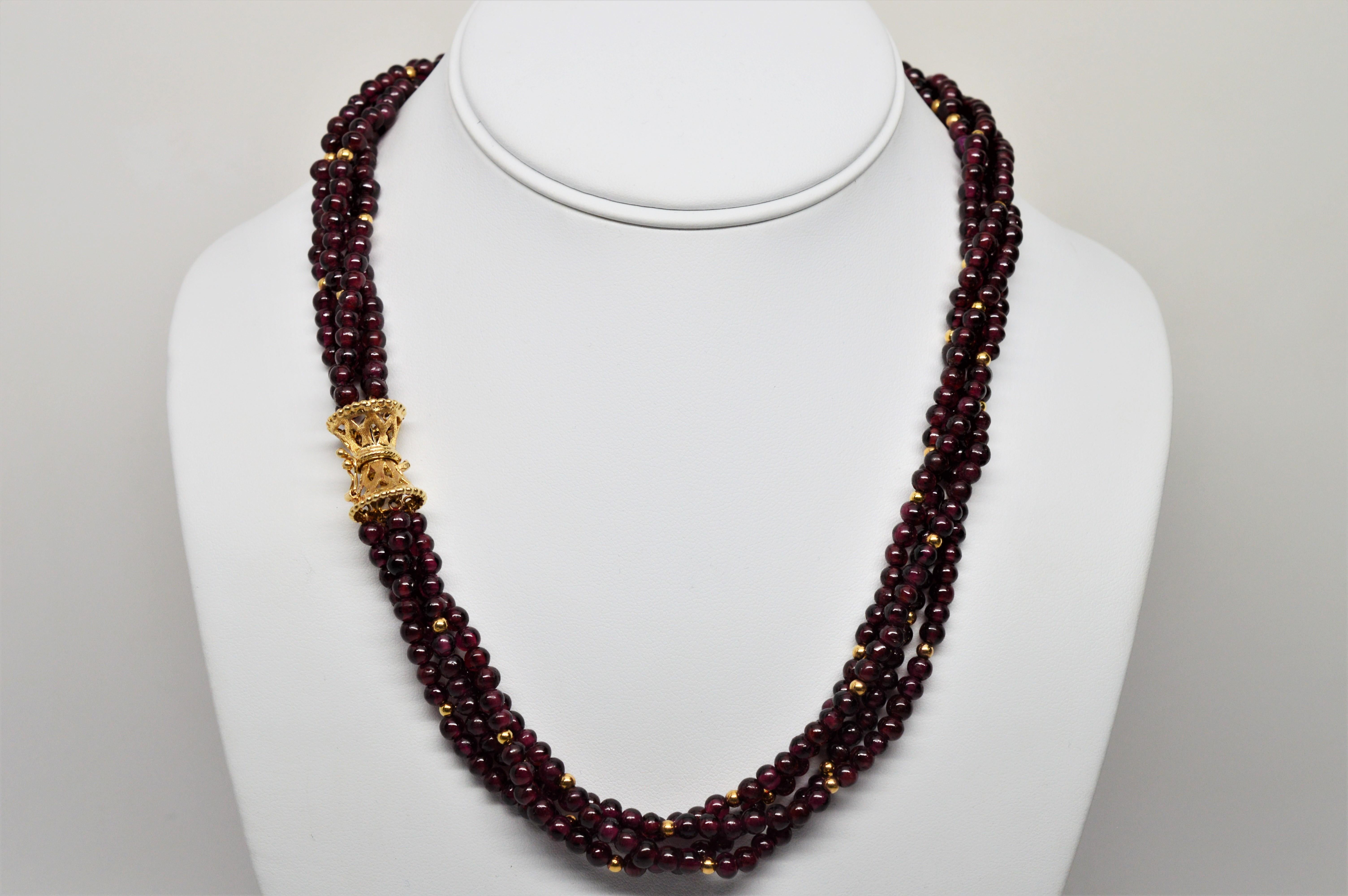 multi strand garnet necklace